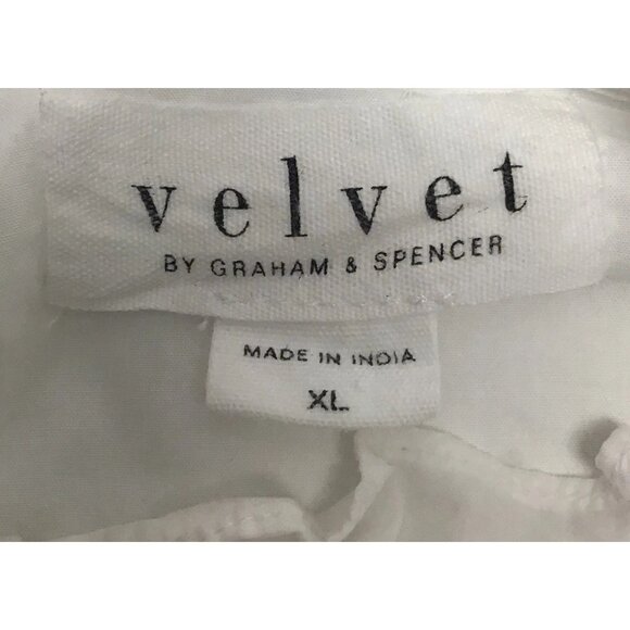 VELVET Graham & Spencer White Pintuck Blouse High Neck Women’s Size XL - Picture 7 of 10